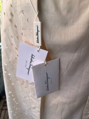 Salvatore Ferragamo Cream Eyelet Button-Up Blouse with Cream Cami